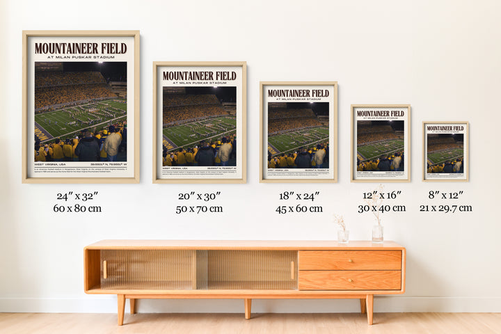 Mountaineer Field at Milan Puskar Stadium Football Retro Wall Art