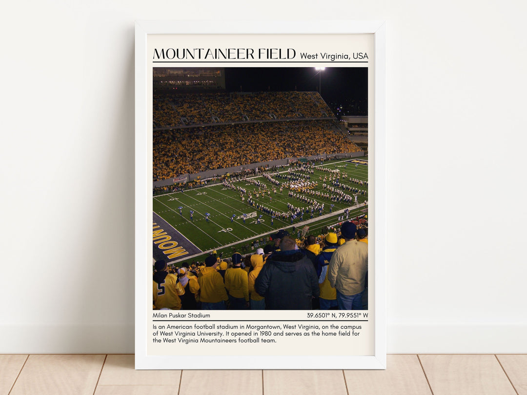 Mountaineer Field at Milan Puskar Stadium Football Minimal Wall Art