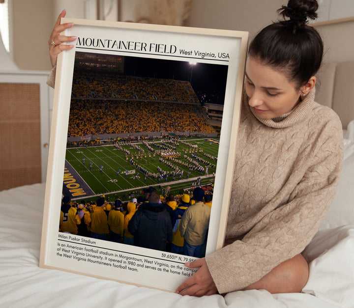 Mountaineer Field at Milan Puskar Stadium Football Minimal Wall Art