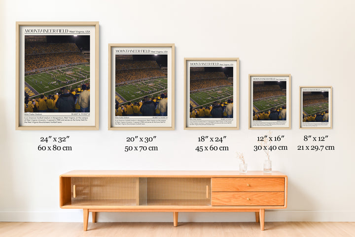 Mountaineer Field at Milan Puskar Stadium Football Minimal Wall Art