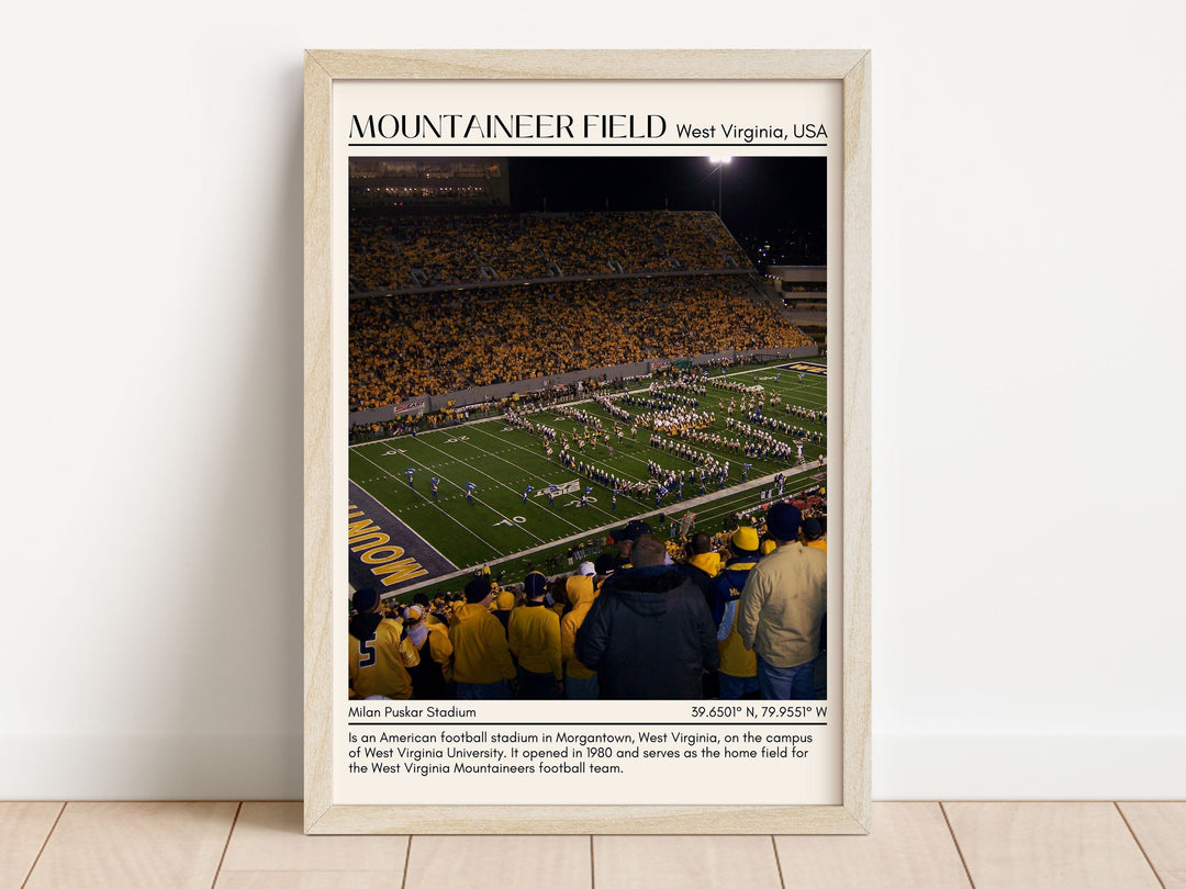 Mountaineer Field at Milan Puskar Stadium Football Minimal Wall Art