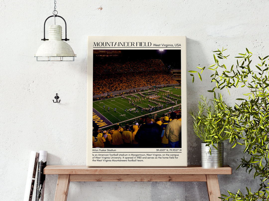 Mountaineer Field at Milan Puskar Stadium Football Minimal Wall Art