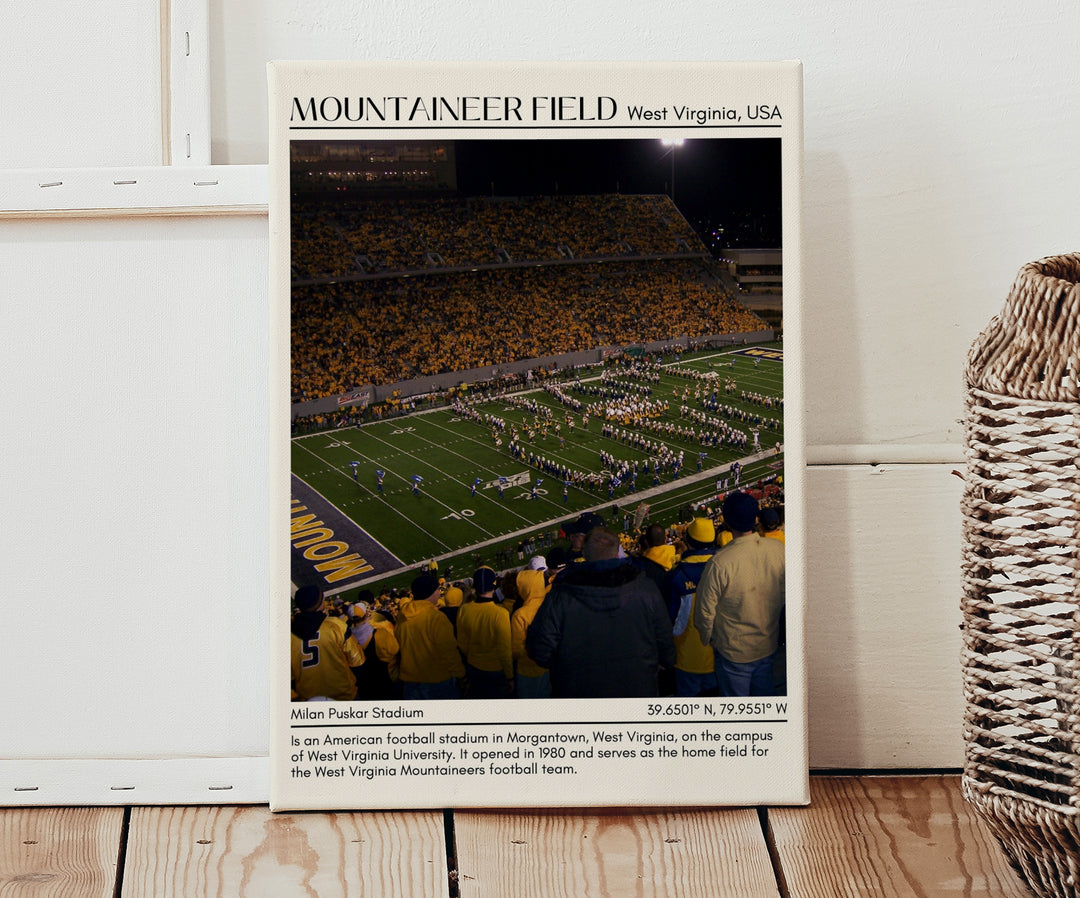 Mountaineer Field at Milan Puskar Stadium Football Minimal Wall Art