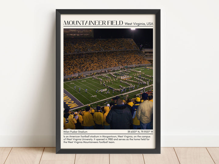 Mountaineer Field at Milan Puskar Stadium Football Minimal Wall Art