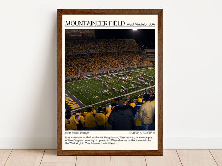 Mountaineer Field at Milan Puskar Stadium Football Minimal Wall Art