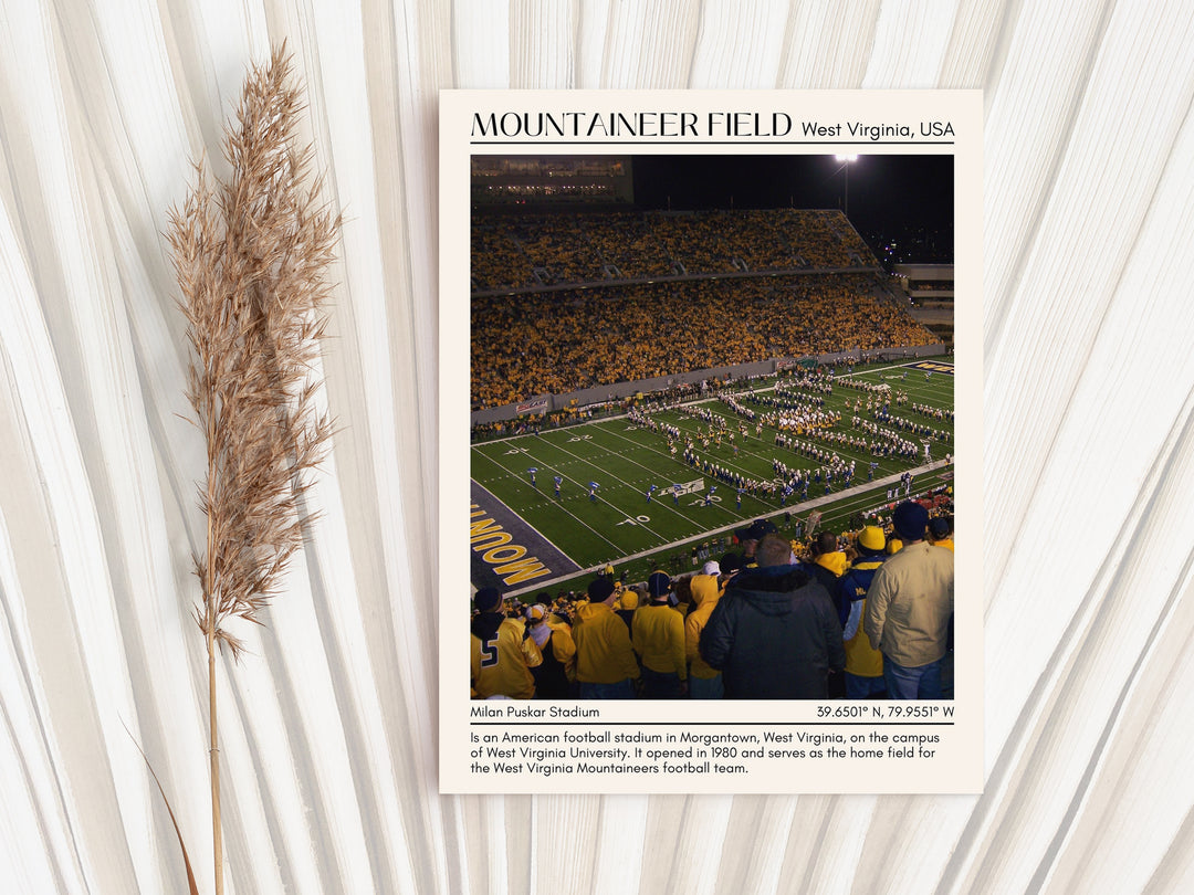 Mountaineer Field at Milan Puskar Stadium Football Minimal Wall Art