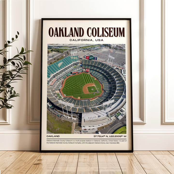 Oakland Coliseum Stadium Football Retro Wall Art