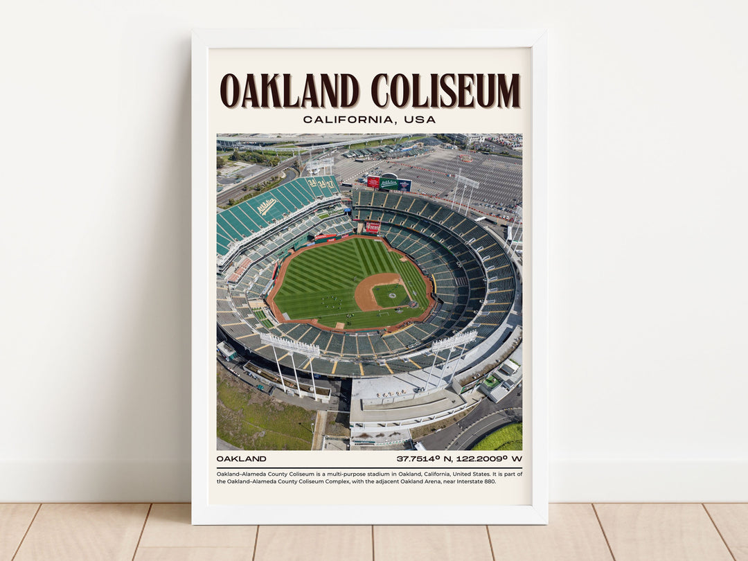 Oakland Coliseum Stadium Football Retro Wall Art