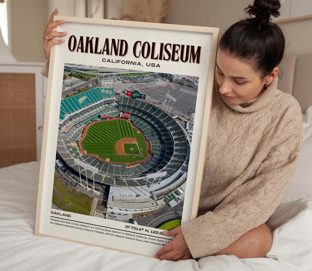 Oakland Coliseum Stadium Football Retro Wall Art