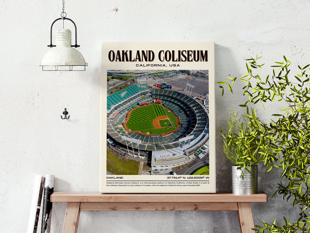 Oakland Coliseum Stadium Football Retro Wall Art