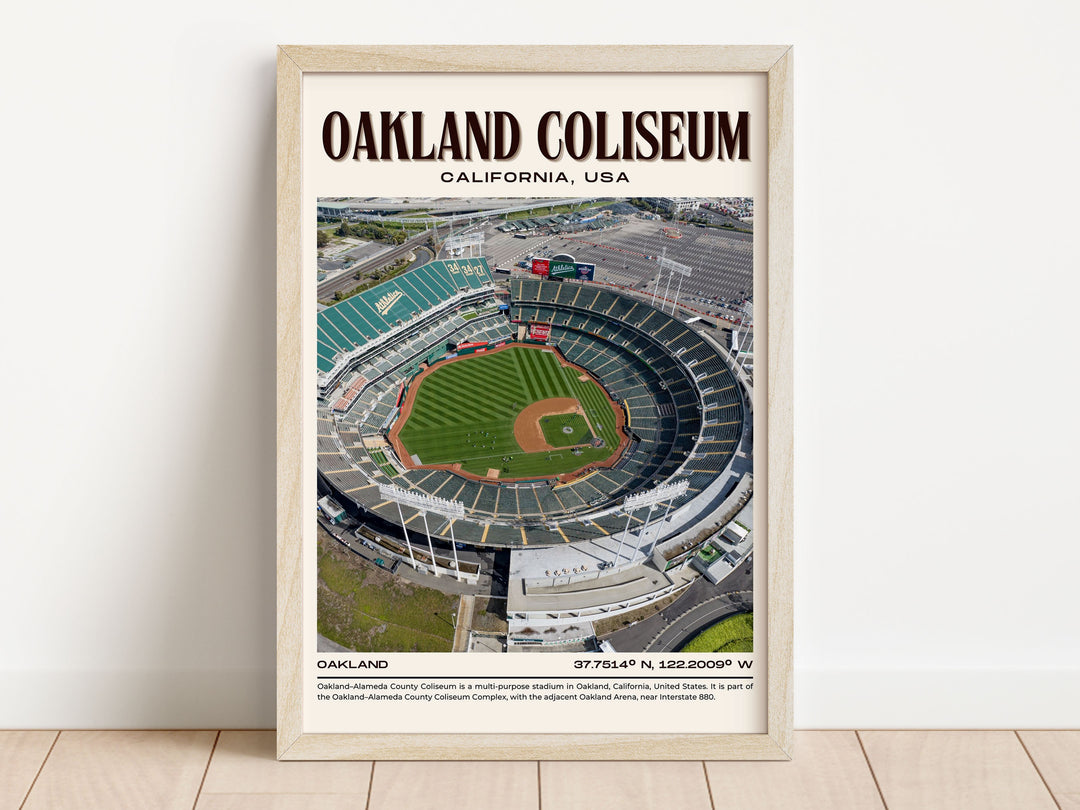 Oakland Coliseum Stadium Football Retro Wall Art