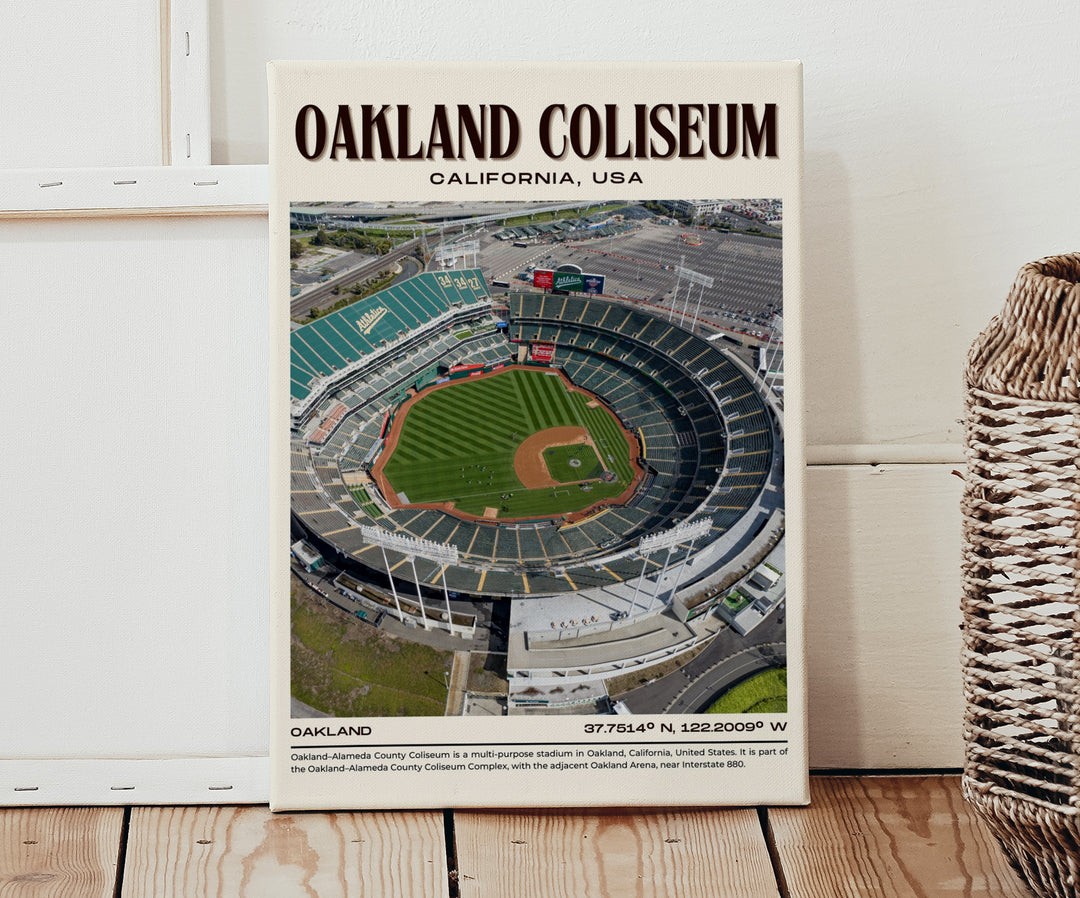 Oakland Coliseum Stadium Football Retro Wall Art