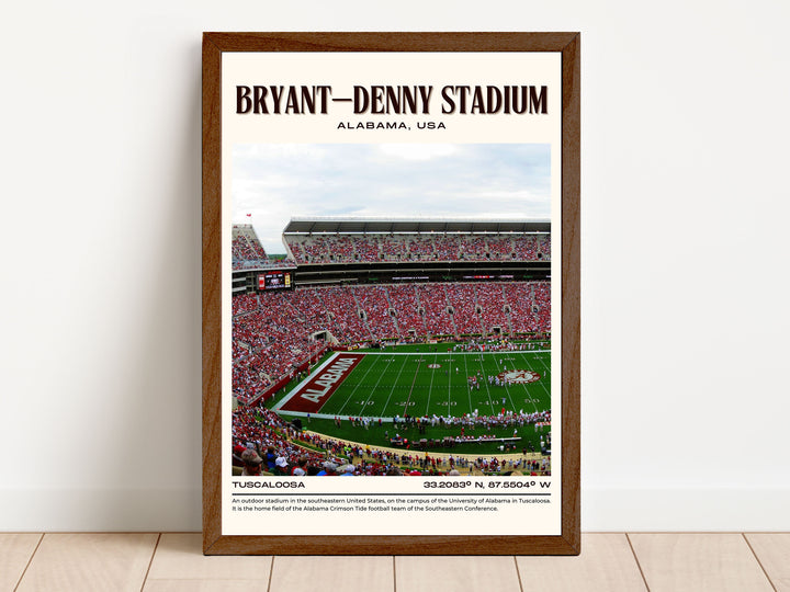 Bryant–Denny Stadium Football Retro Wall Art