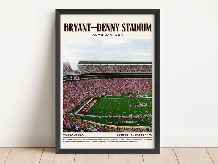 Bryant–Denny Stadium Football Retro Wall Art