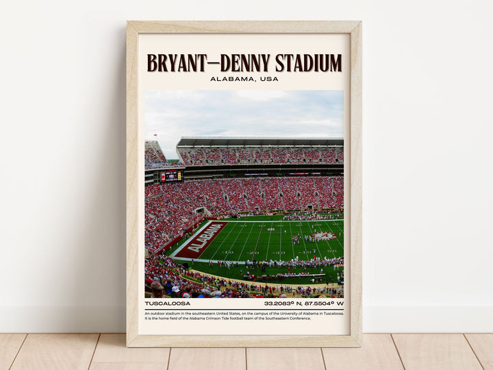 Bryant–Denny Stadium Football Retro Wall Art