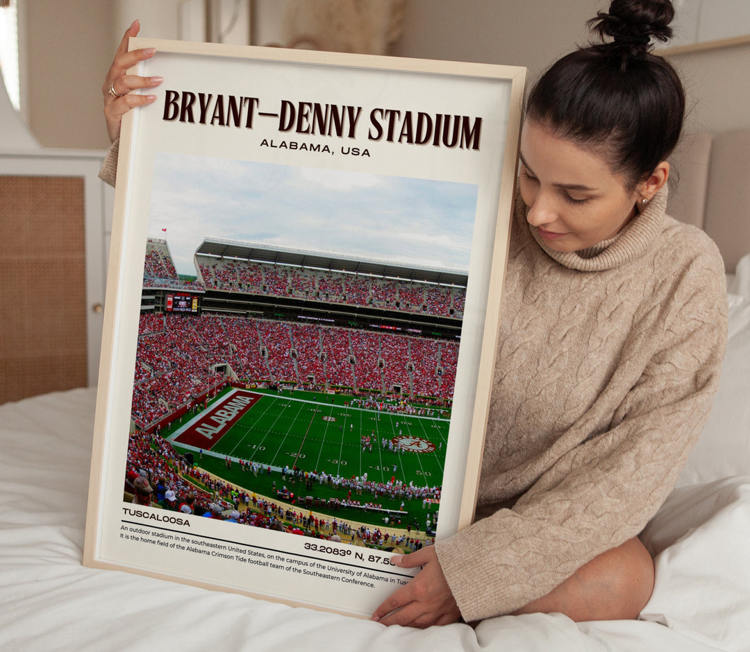 Bryant–Denny Stadium Football Retro Wall Art