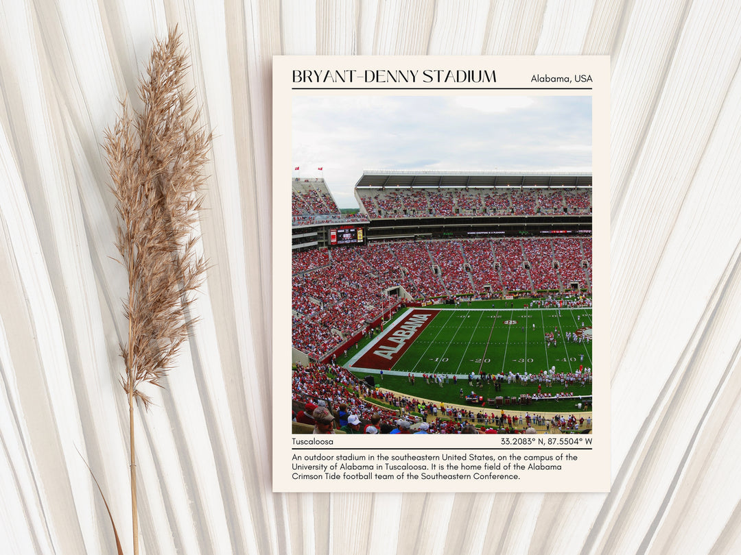 Bryant–Denny Stadium Football Minimal Wall Art