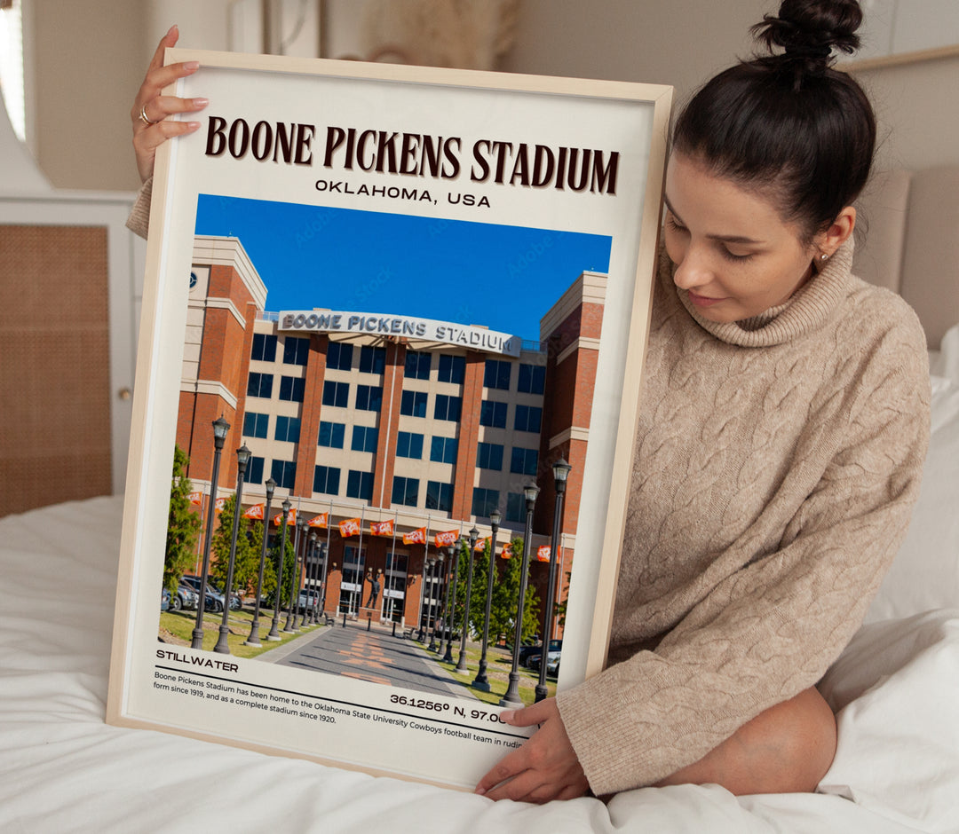 Boone Pickens Stadium Football Retro Wall Art