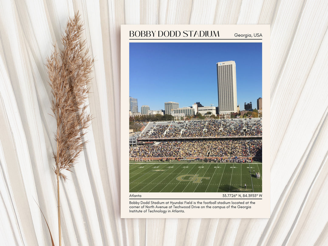 Bobby Dodd Stadium Football Minimal Wall Art