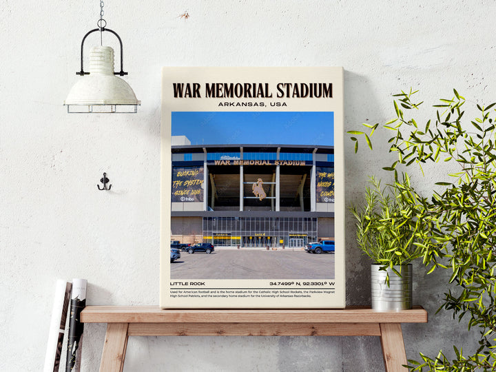 War Memorial Stadium Football Retro Wall Art