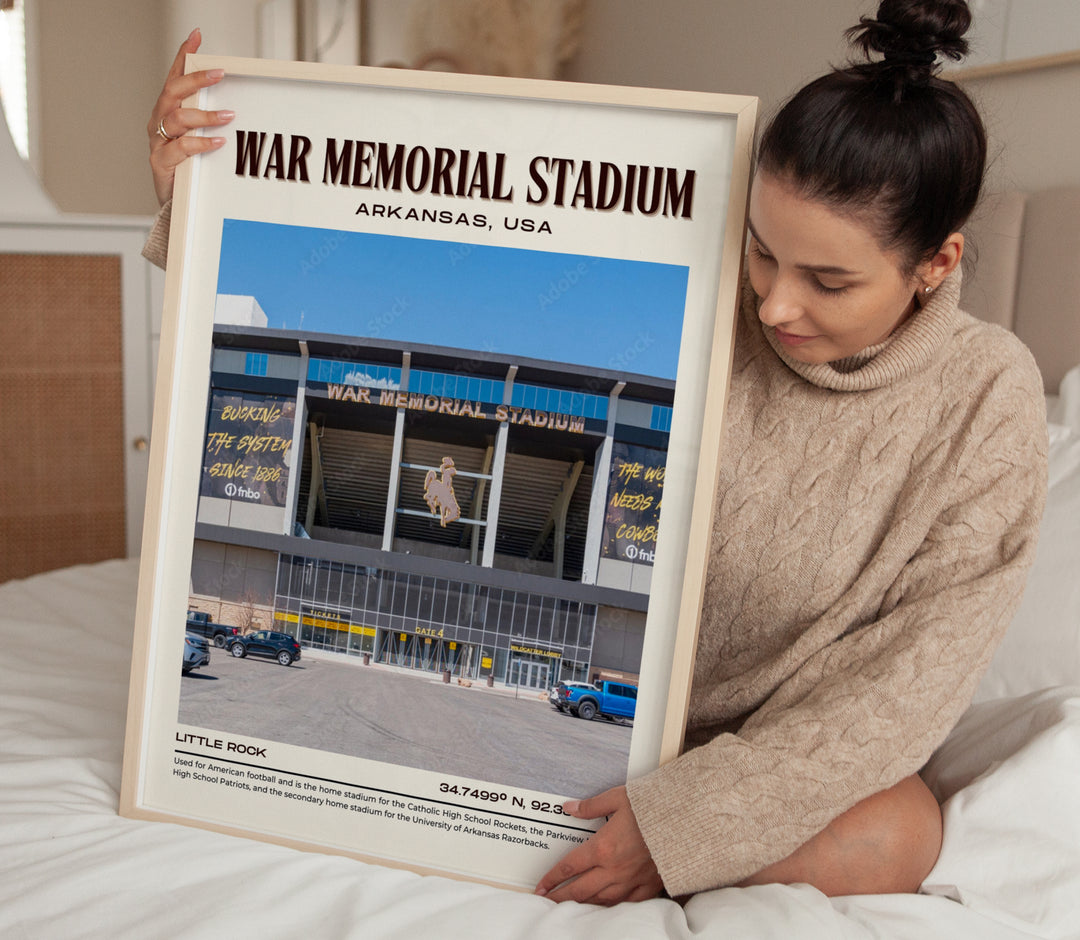 War Memorial Stadium Football Retro Wall Art