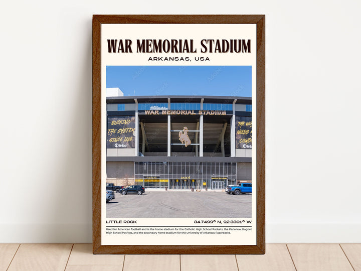 War Memorial Stadium Football Retro Wall Art