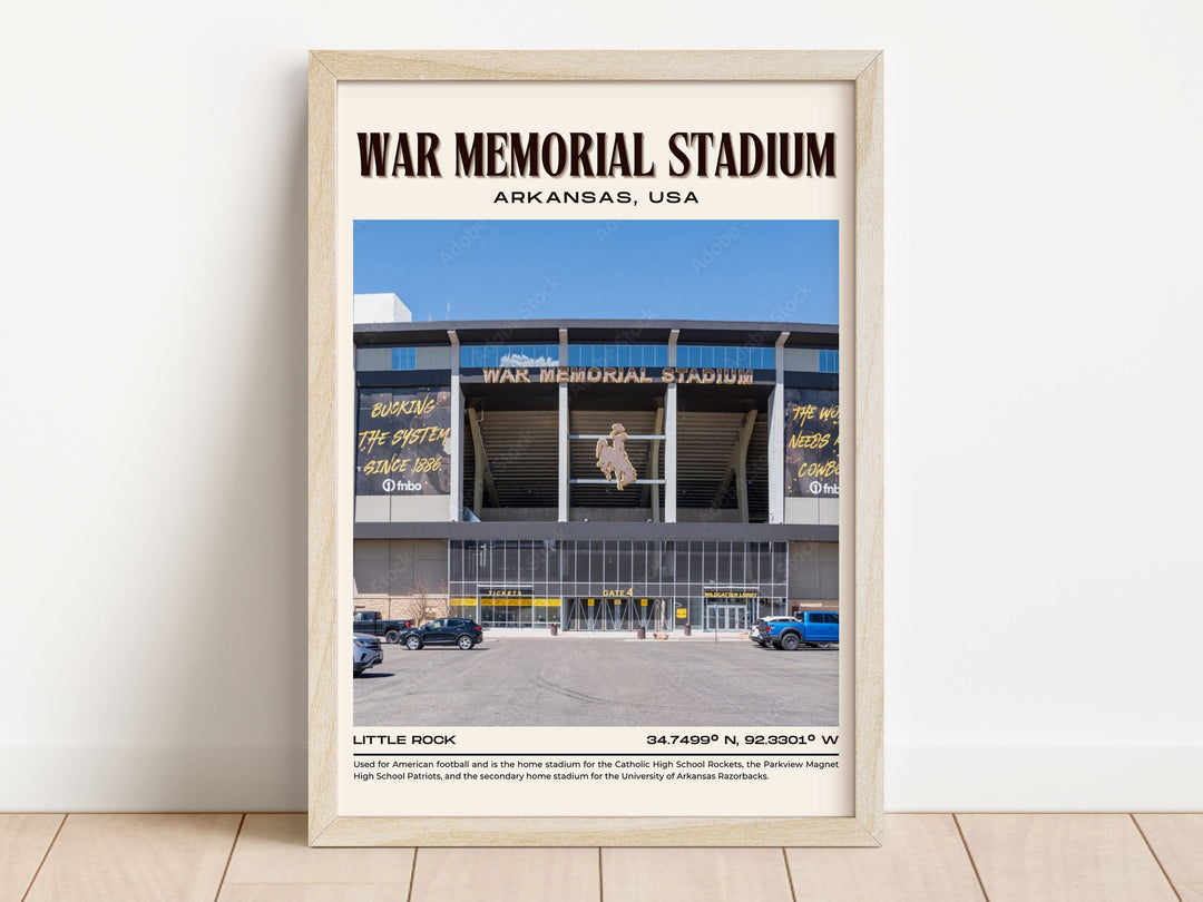 War Memorial Stadium Football Retro Wall Art