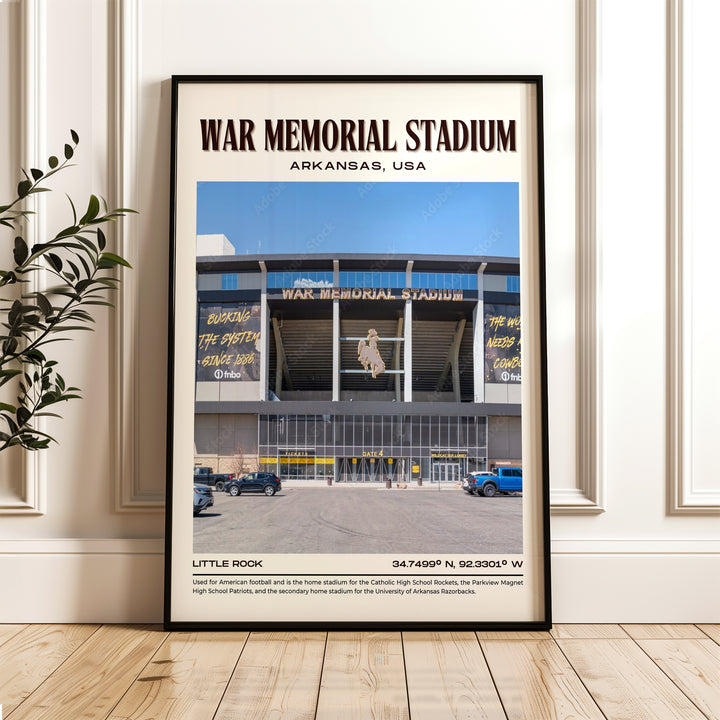 War Memorial Stadium Football Retro Wall Art