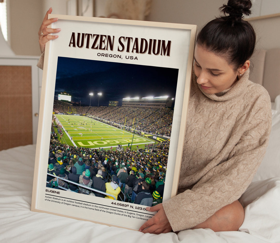 Autzen Stadium Football Retro Wall Art