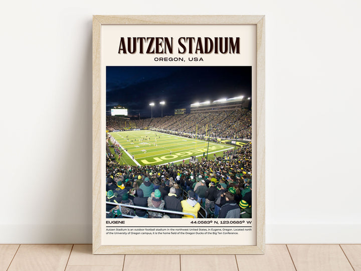 Autzen Stadium Football Retro Wall Art