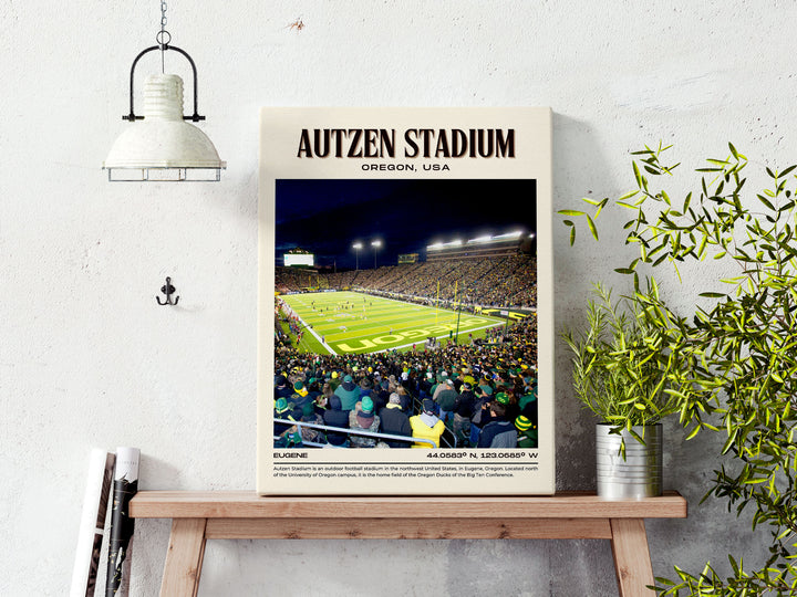 Autzen Stadium Football Retro Wall Art