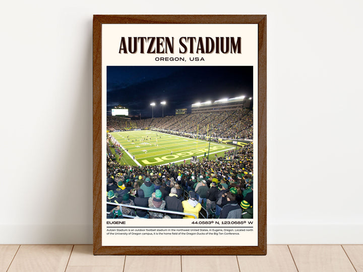 Autzen Stadium Football Retro Wall Art