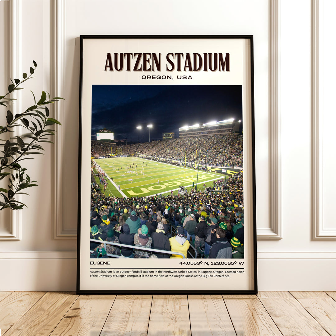 Autzen Stadium Football Retro Wall Art