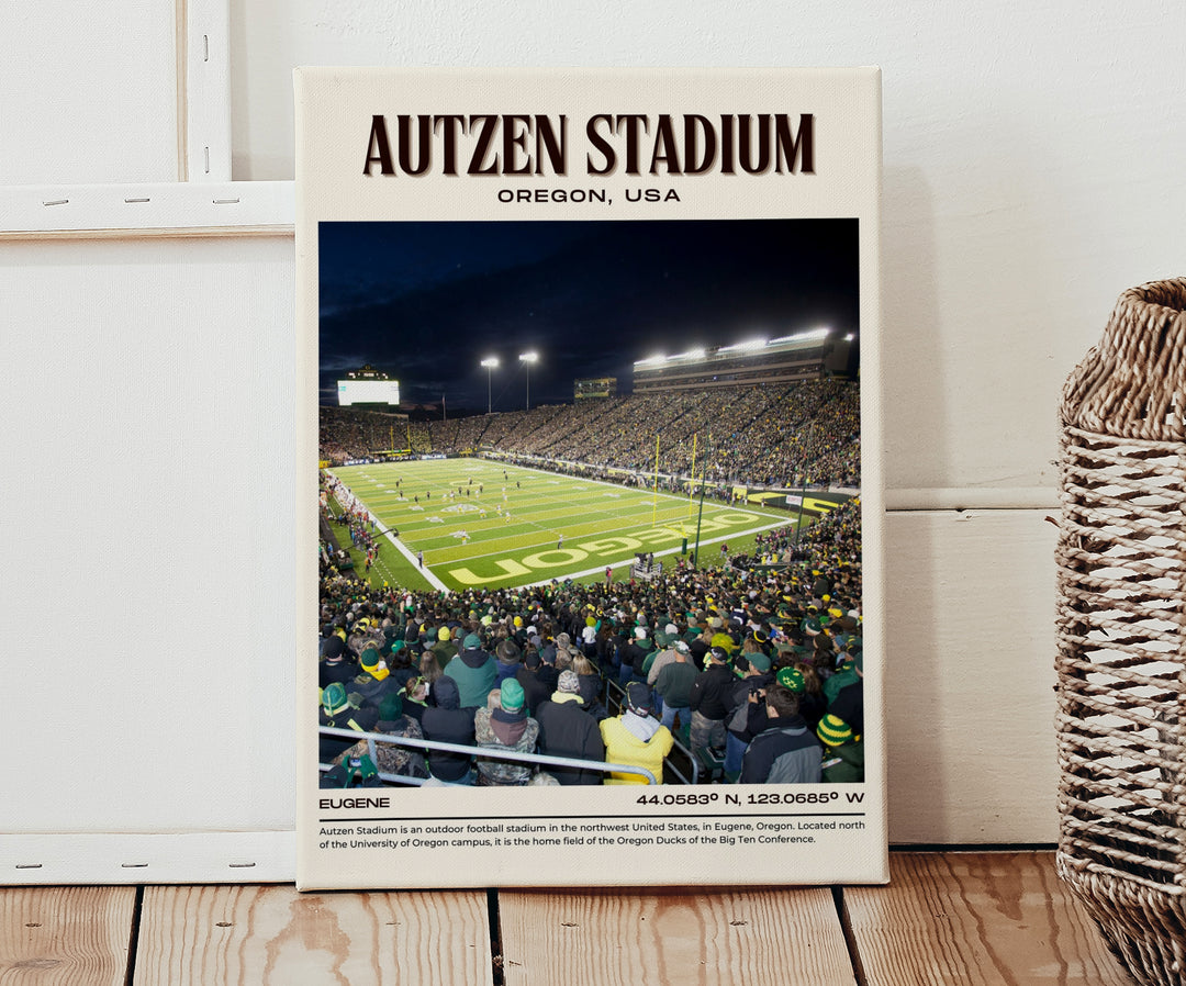 Autzen Stadium Football Retro Wall Art