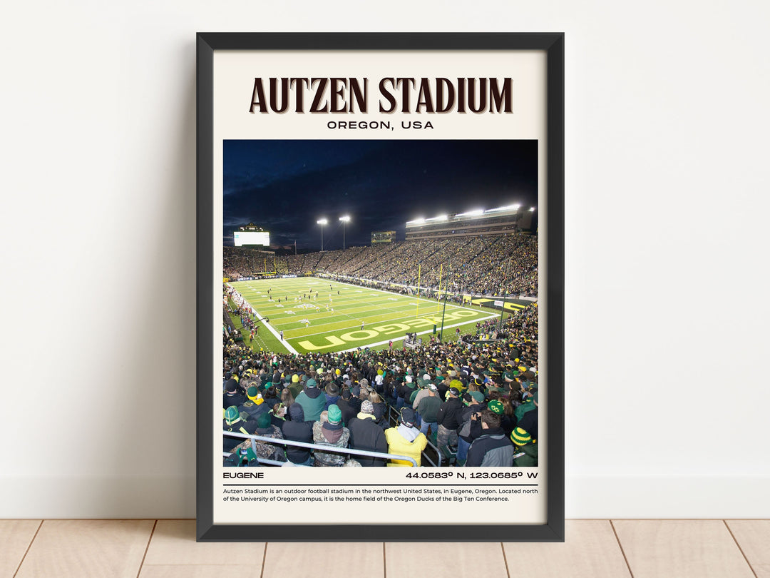 Autzen Stadium Football Retro Wall Art