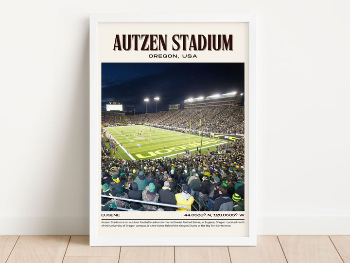 Autzen Stadium Football Retro Wall Art