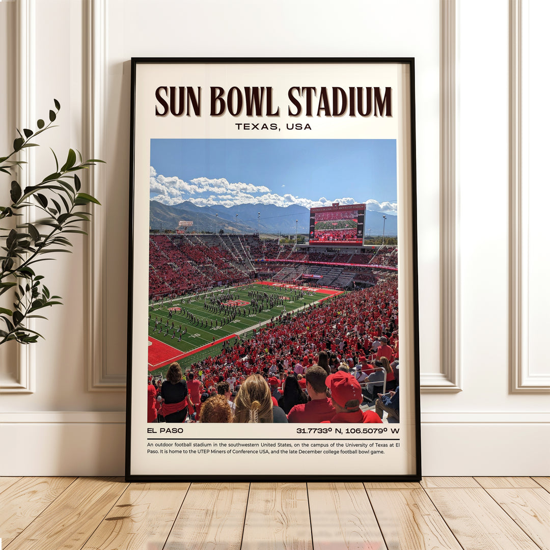 Sun Bowl Stadium Football Retro Wall Art