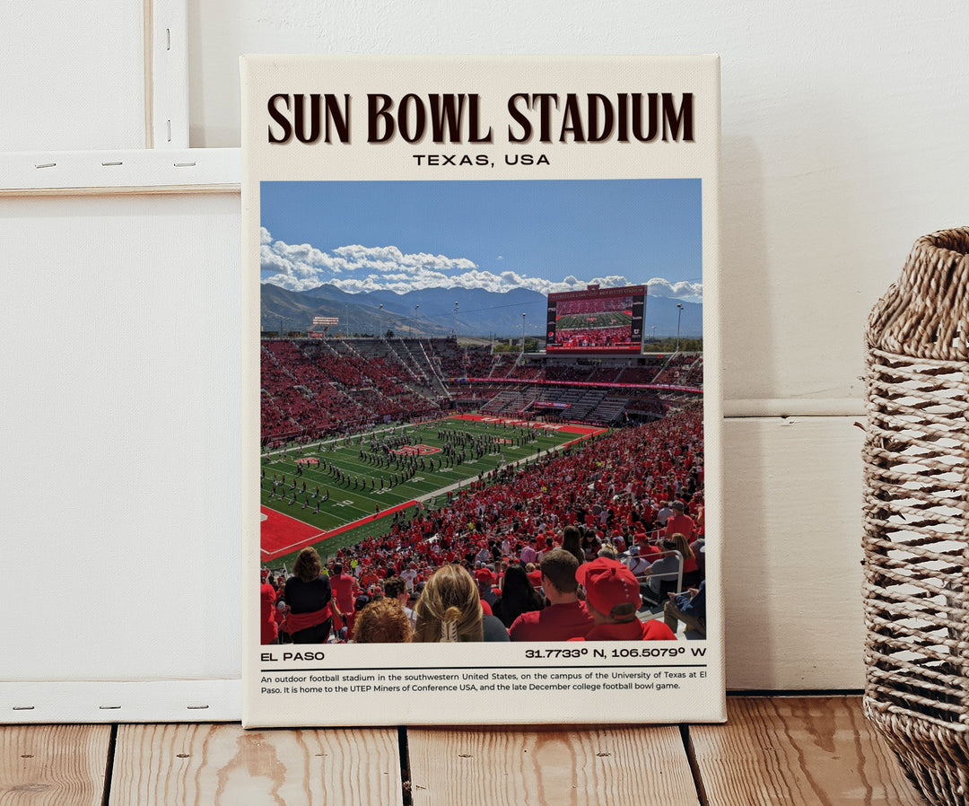 Sun Bowl Stadium Football Retro Wall Art