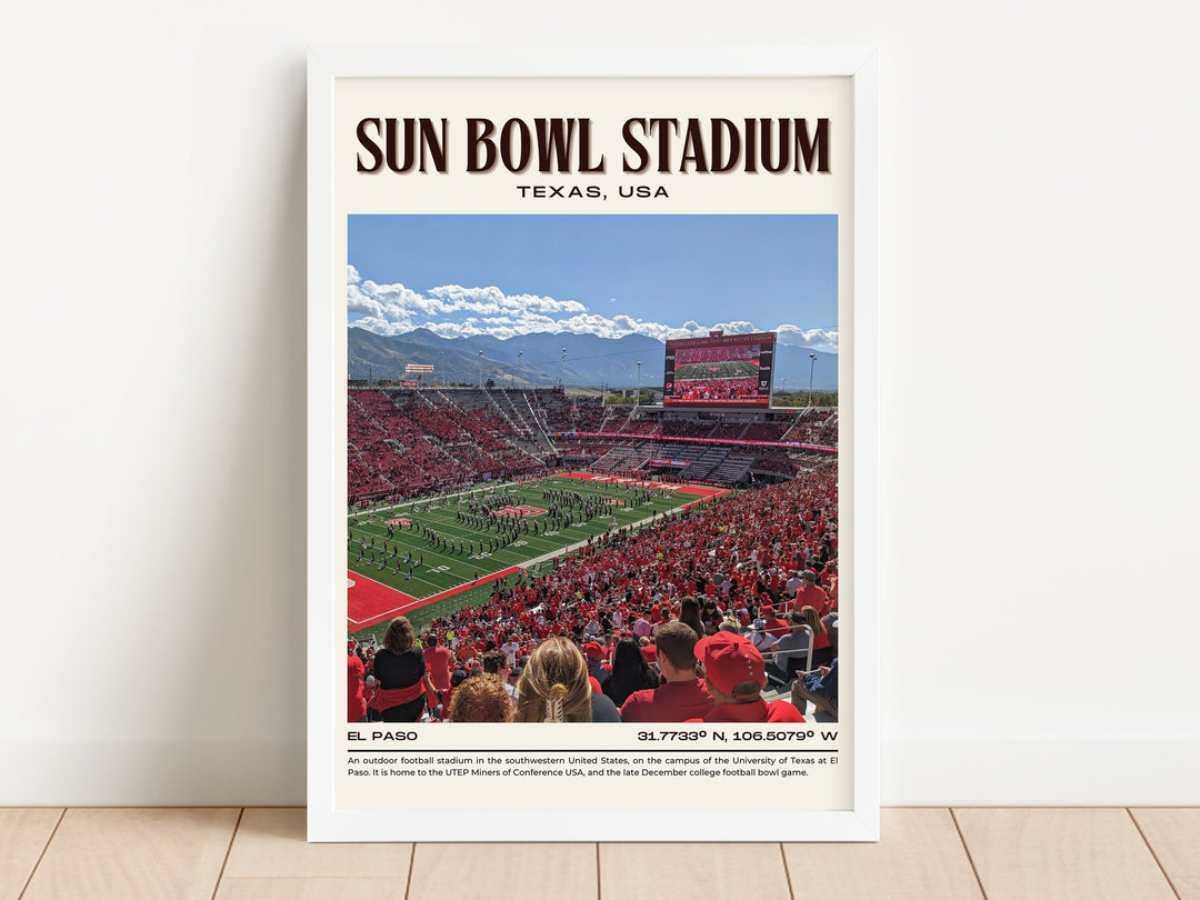 Sun Bowl Stadium Football Retro Wall Art