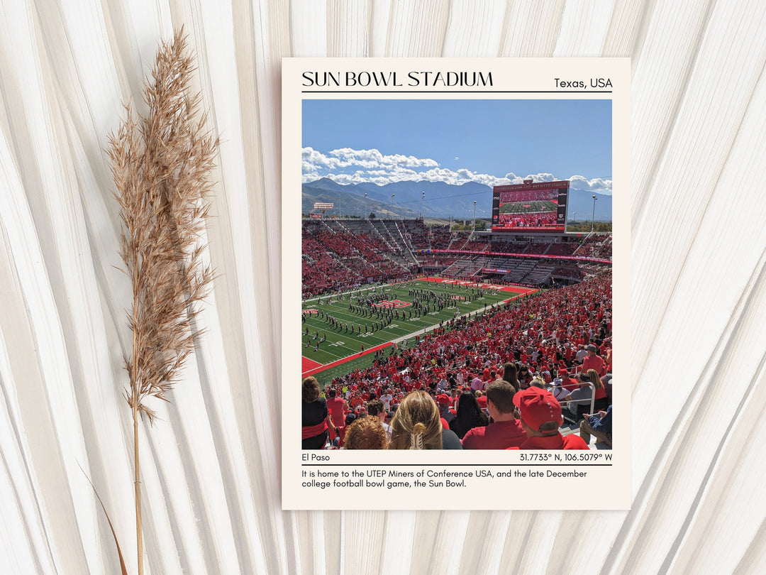 Sun Bowl Stadium Football Minimal Wall Art