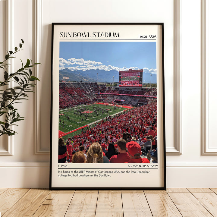 Sun Bowl Stadium Football Minimal Wall Art