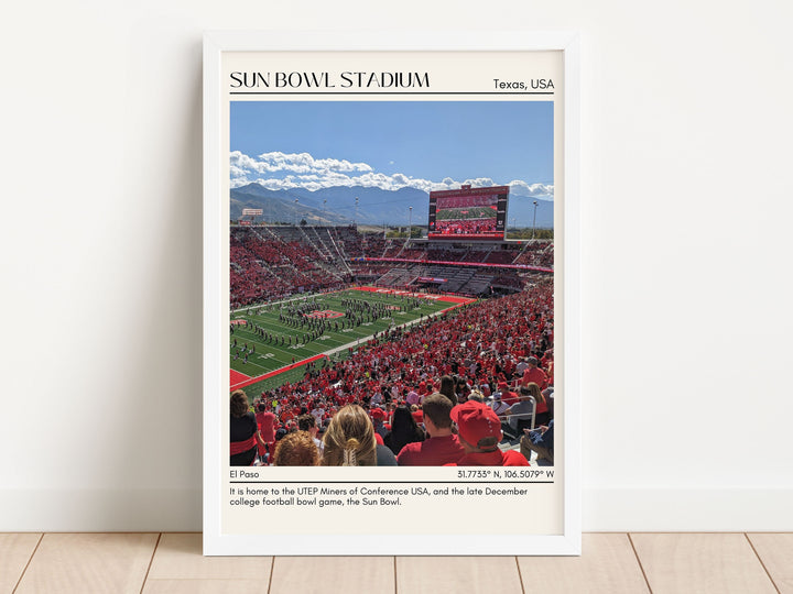 Sun Bowl Stadium Football Minimal Wall Art