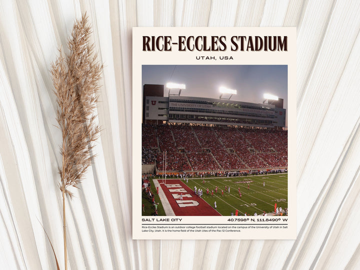 Rice-Eccles Stadium Football Retro Wall Art