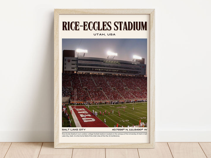 Rice-Eccles Stadium Football Retro Wall Art