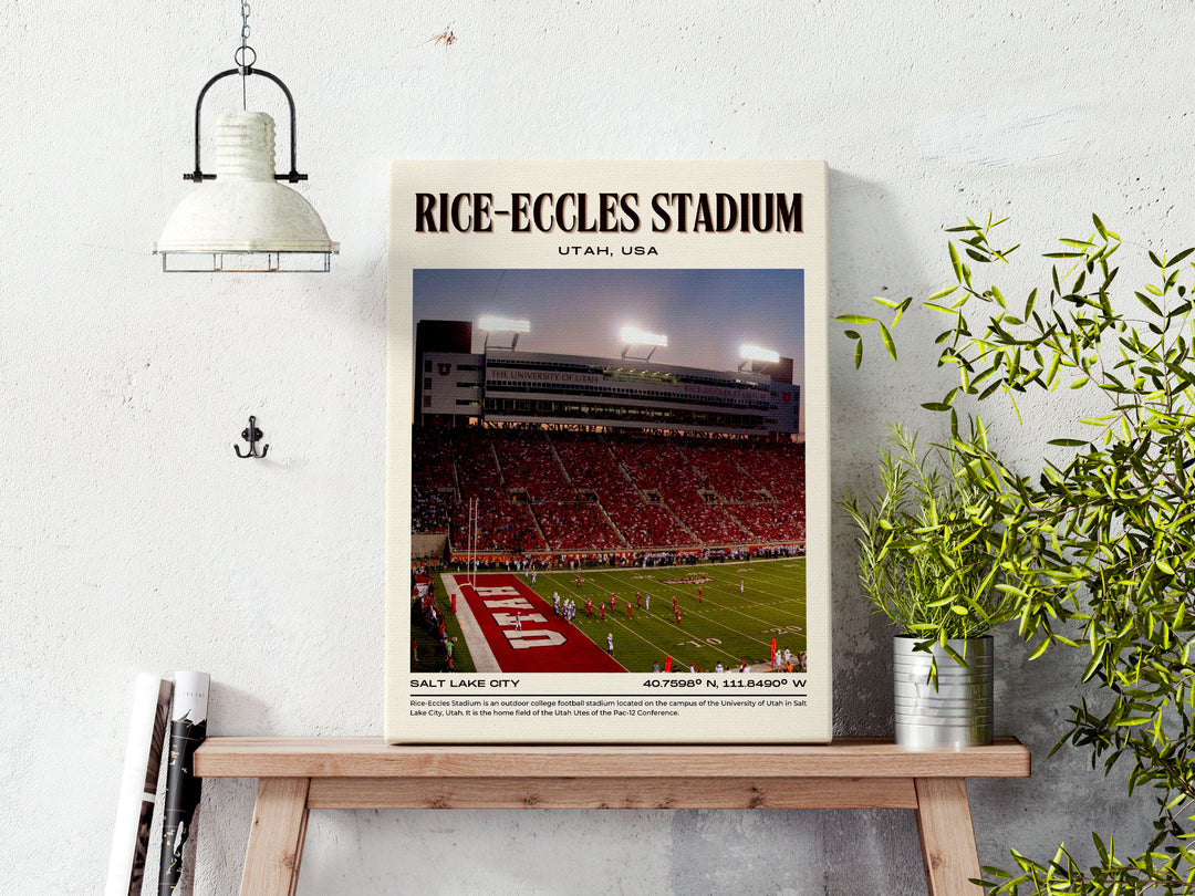 Rice-Eccles Stadium Football Retro Wall Art