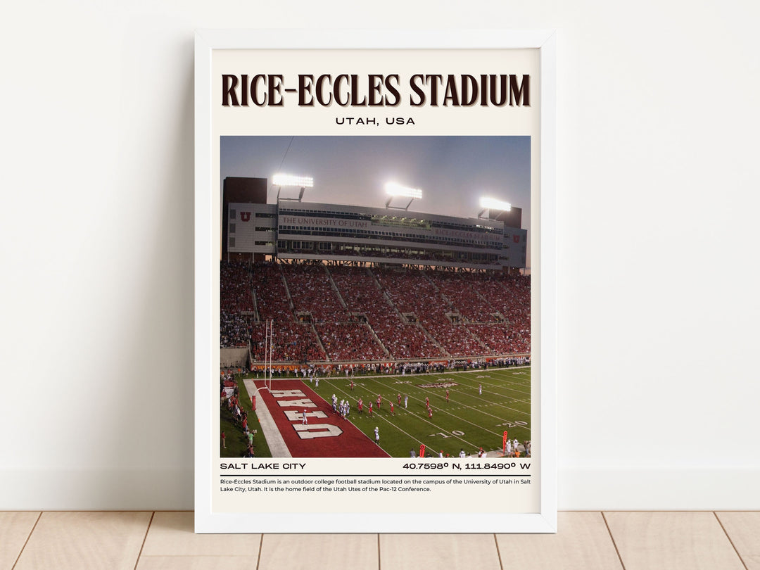 Rice-Eccles Stadium Football Retro Wall Art