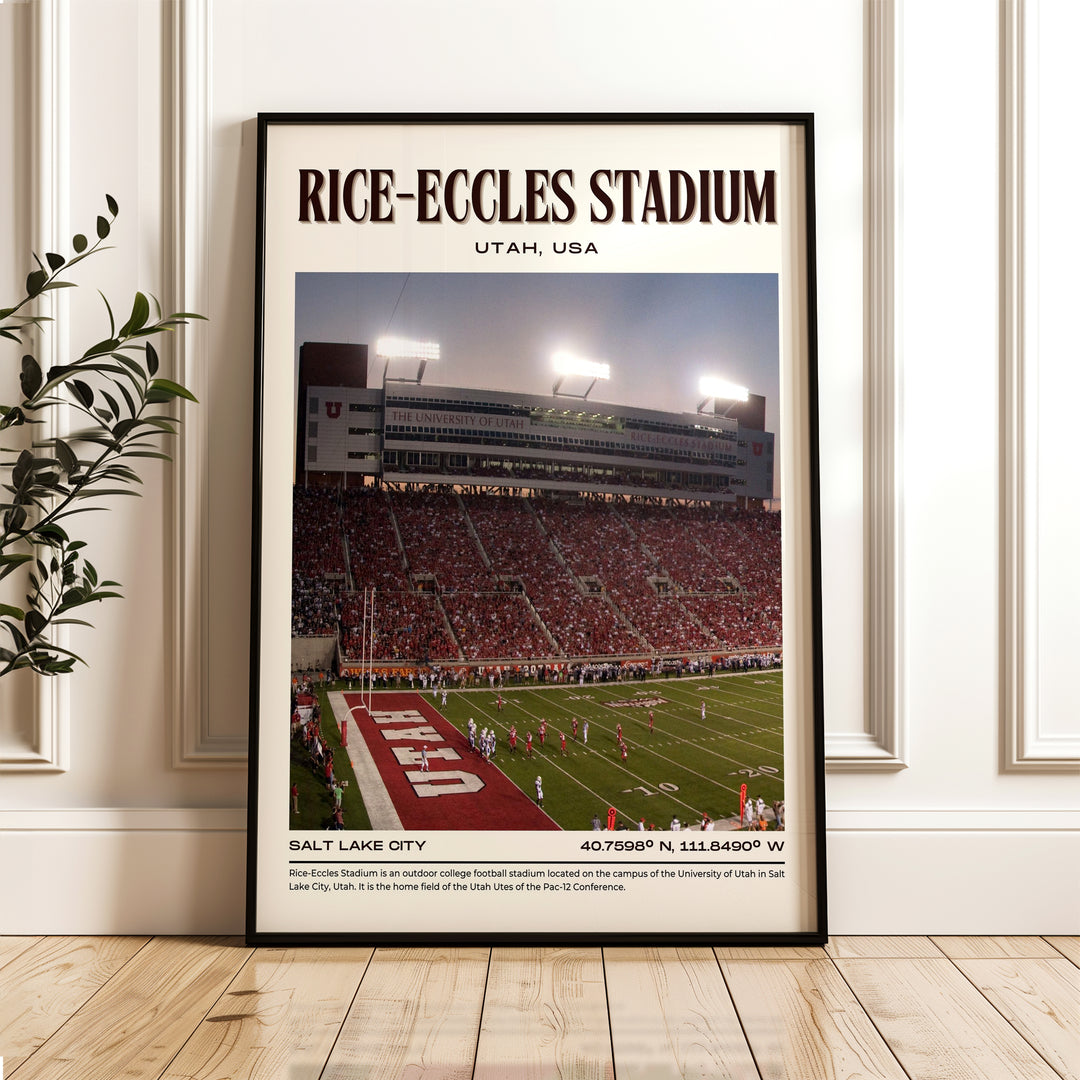 Rice-Eccles Stadium Football Retro Wall Art