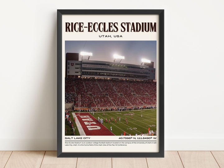 Rice-Eccles Stadium Football Retro Wall Art