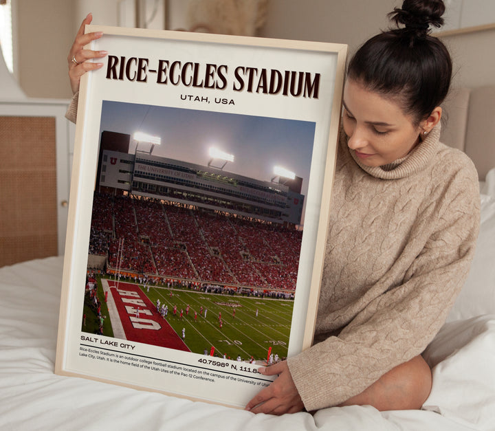 Rice-Eccles Stadium Football Retro Wall Art