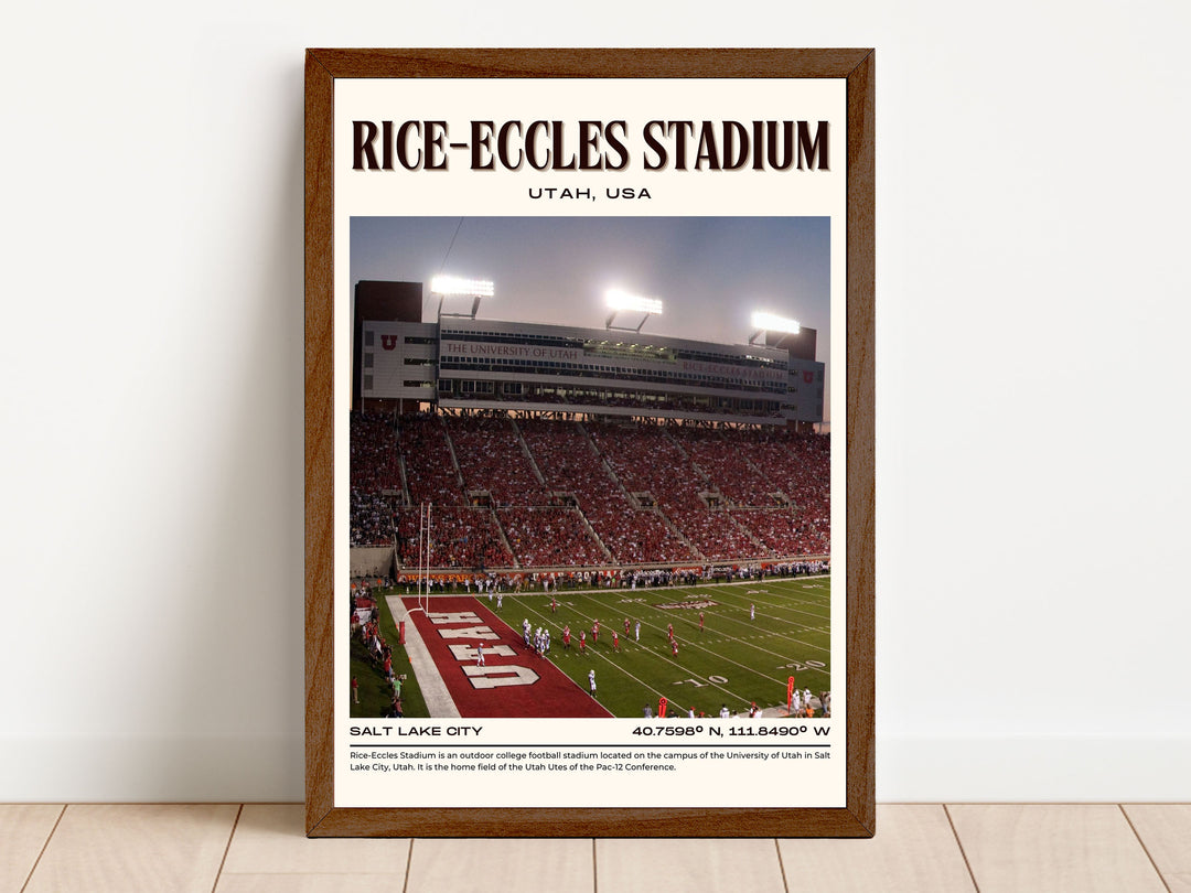 Rice-Eccles Stadium Football Retro Wall Art